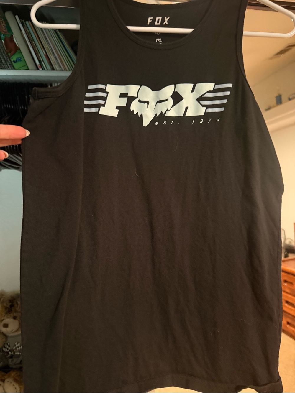 Fox Black Tank Top with Light Blue Logo